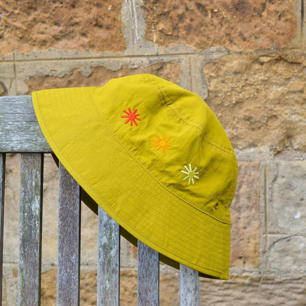 Yellow Embroidered Bucket Hat