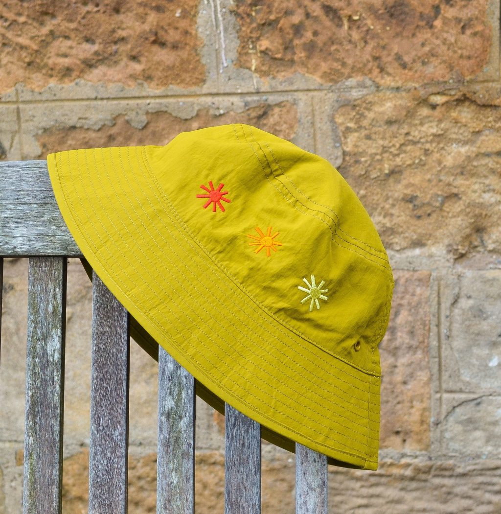 Yellow Embroidered Bucket Hat
